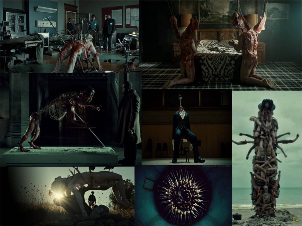 Collage of images of murders from Hannibal 