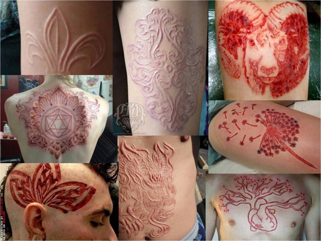 Collage of images I found of scarification  